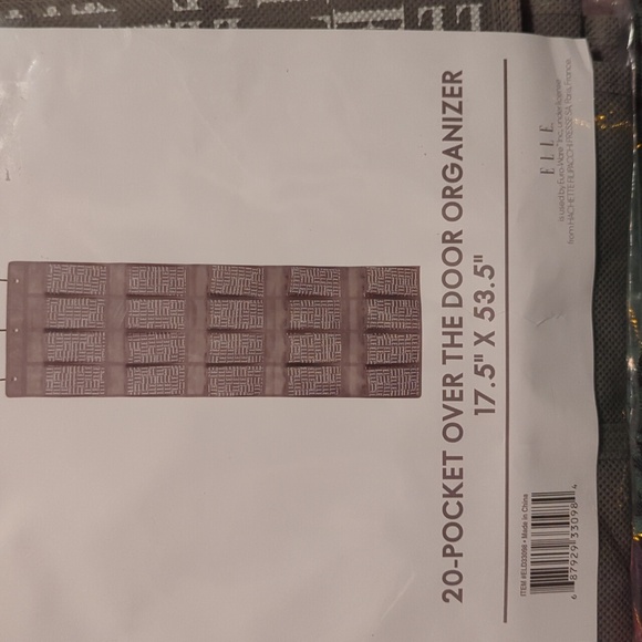 Elle Decor 20 Pocket over the Door Grey Fabric Organizer Shoes NEW NIP NICE - Picture 3 of 8